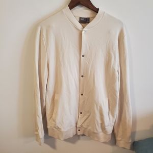 Asos button snap front varsity style jacket cream size XL cotton athleisure